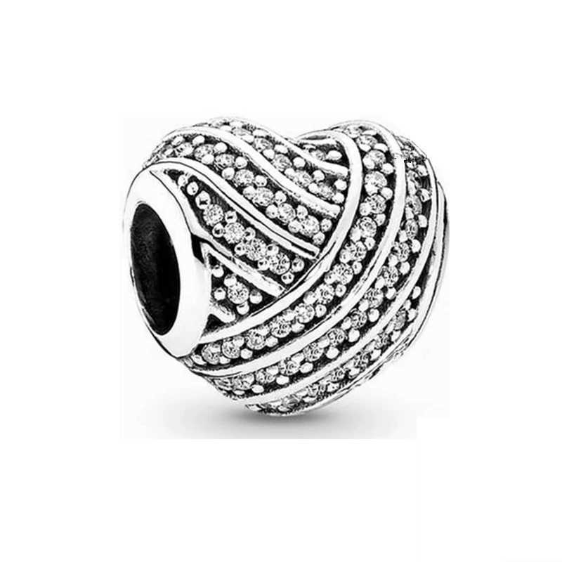 Authentic Openwork Entwined Hearts Flowers Dangle Charm Bead Fit Original European 925 Sterling Silver Bracelet Women JewelryXJ250517
