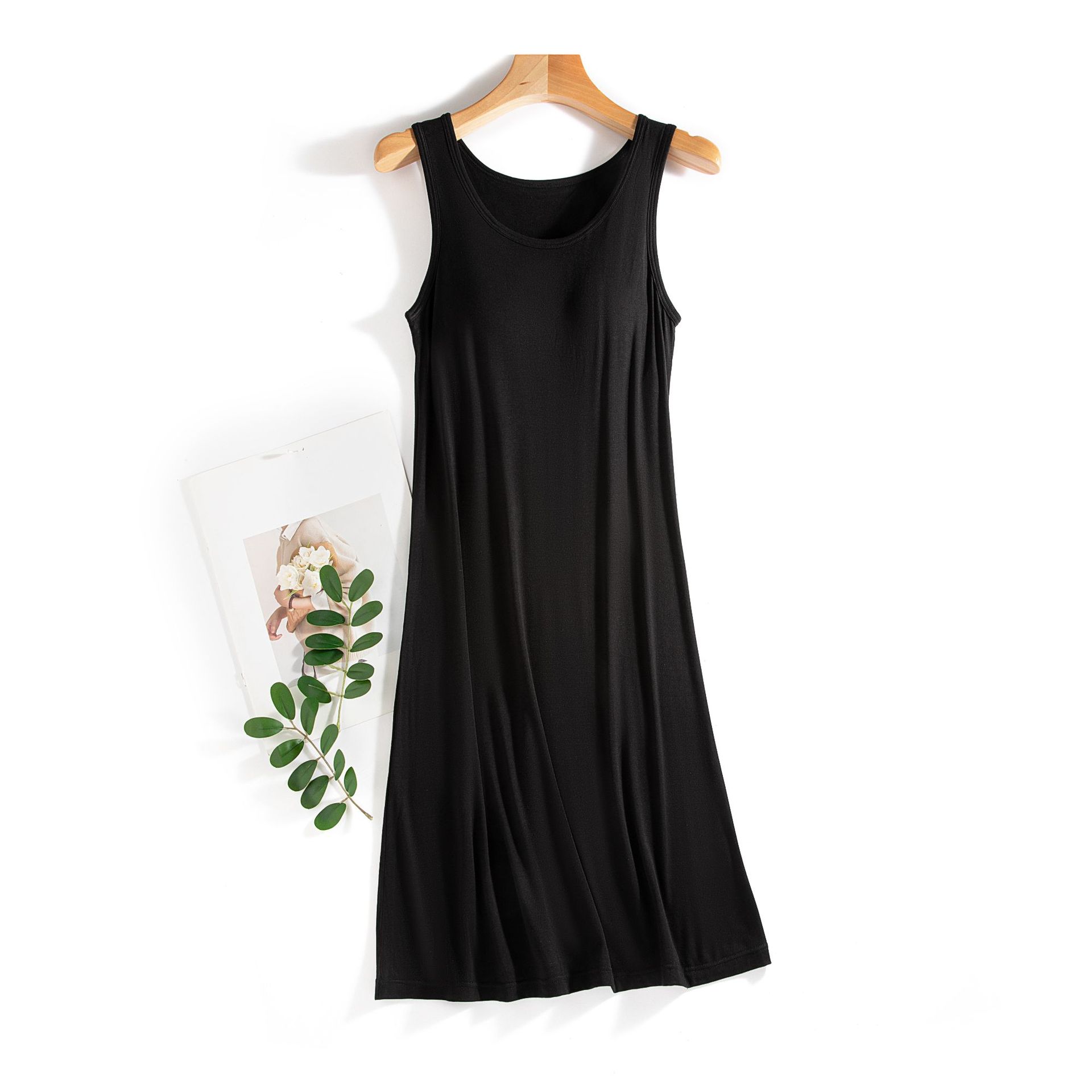 G590 New Modal Women's Summer Cup One-piece Short Vest Style Underwear Base Can Be Worn as a Nightdress with Chest Pad