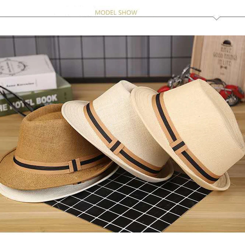 Mens Korean fashion summer hat outdoor leisure sun hat Beach Hat straw breathable hat 250516