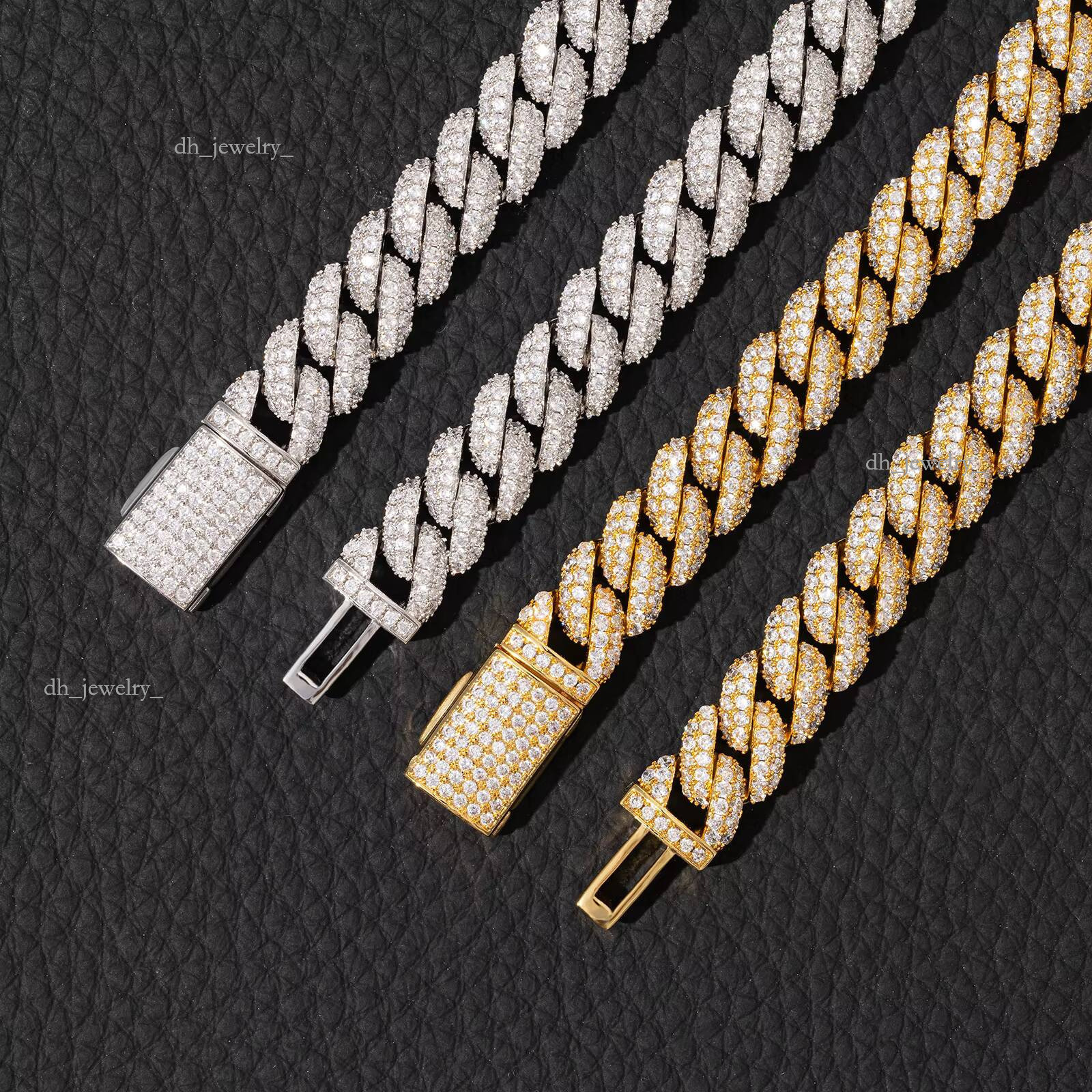 Pass Dia Tester VVS Chain 100% Sterling Sier 10mm Moissanite Cuban Hip Hop Men Jewelry