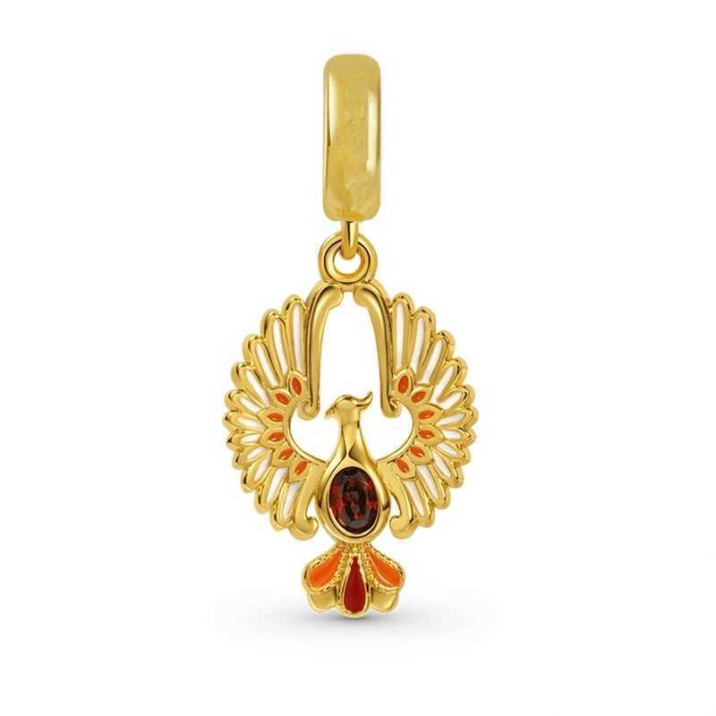 New Gold Plated Angel EyesPhoenix Kings Cake Dangle Charm Bead Fit Original 925 Sterling Silver Bracelet DIY JewelryXJ250517