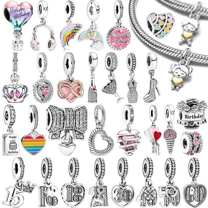 16 18 21 30th Pink Birtay Cake Hpy birtay Boy Girl Rainbow Charm Bead Fit Original European 925Silver Bracelet DIY JewelryXJ250517