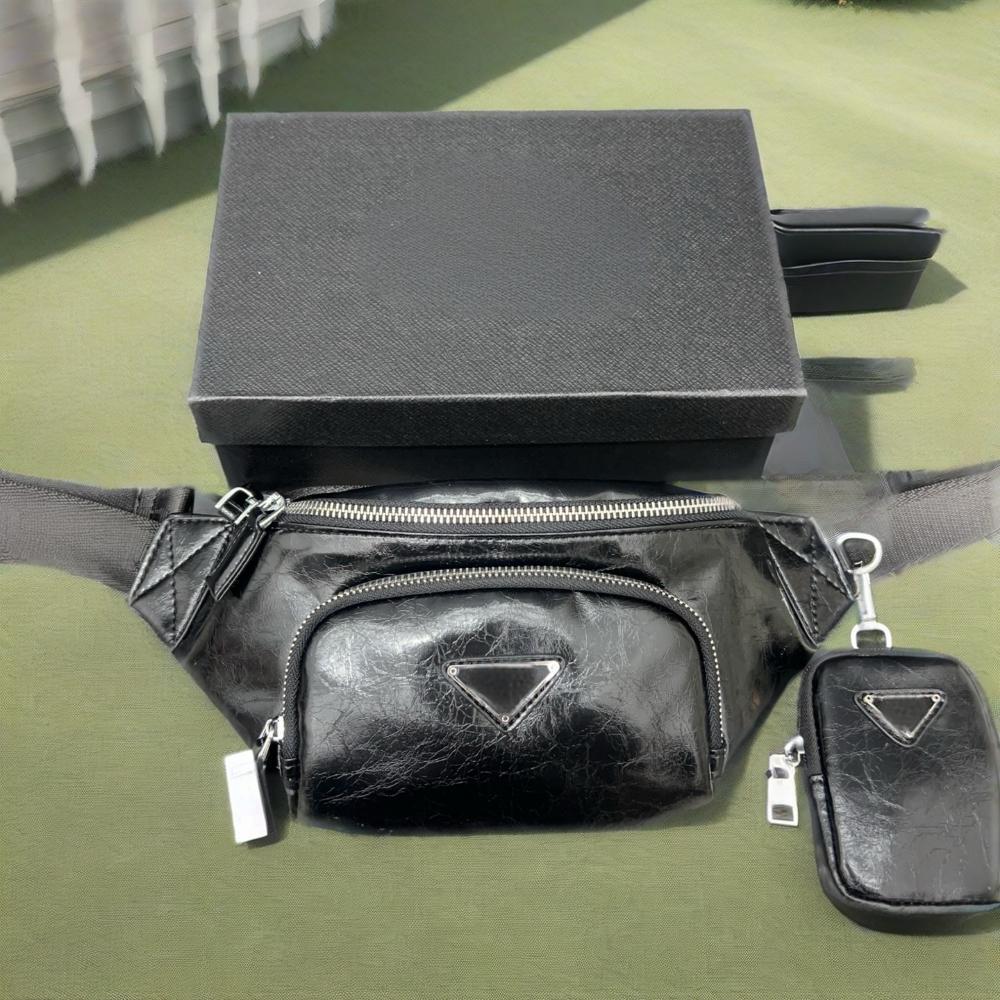 Casual black nylon cloth waist bag, new versatile and fashionable chest bag, large capacity unisex lightweight crossbody bag