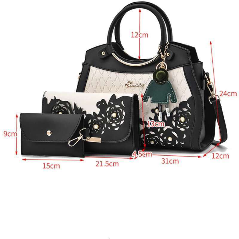 2024 Female Composite Hollow Out Ombre Handbag Floral Print Shoulder Bag Ladies Pu Leather Casual Tote Bags Vintage Bolsa