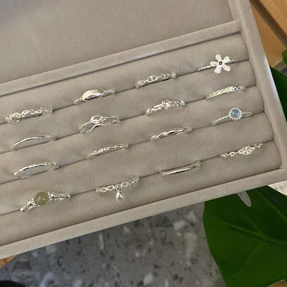 New Korean pure silver with that won't fade for women, featuring niche Instagram style and a high-end feel. The ring has an adjustable opening