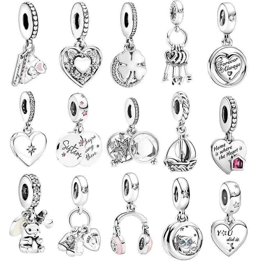 Forever SistersLucky - Dangle Charm Bead Fit Original Europeans 925 Sterling Silver Bracelet DIY Jewelry GiftXJ250517