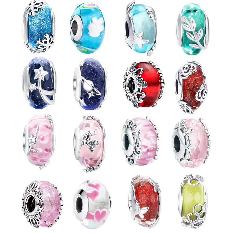 Hot Sale Colorful Murano Glass Gemstone Charm Bead Fit Original 925 Sterling Silver Pan Bracelet Women Jewelry Gift DIY MakingXJ250517