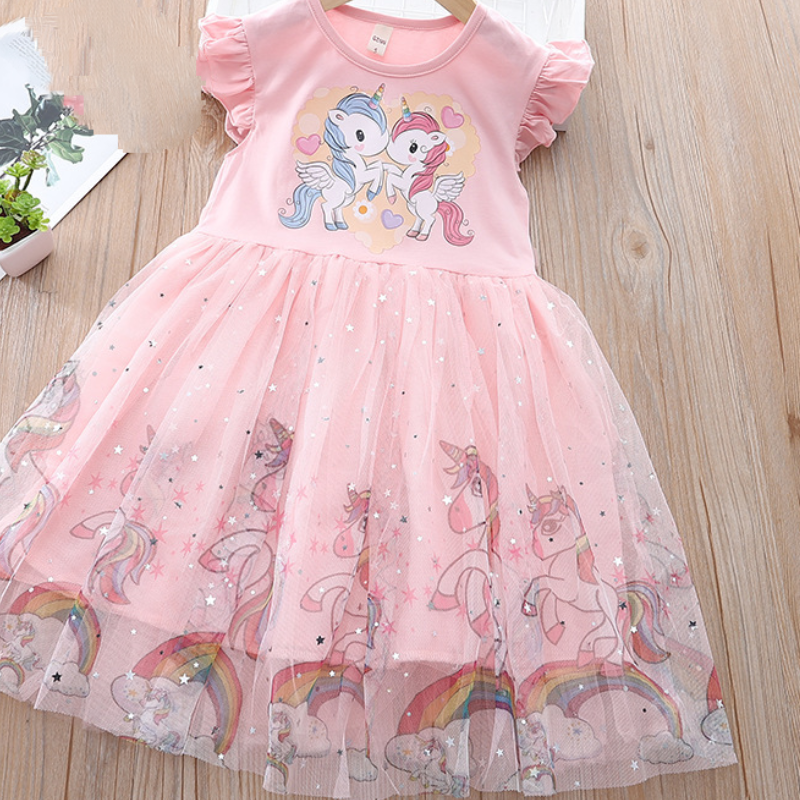 Disney's Frozen Elsa Princess Dress Baby and Kids Summer Dress Gauze Dress Short Sleeve Children's Summer Clothes comfortable and soft.
