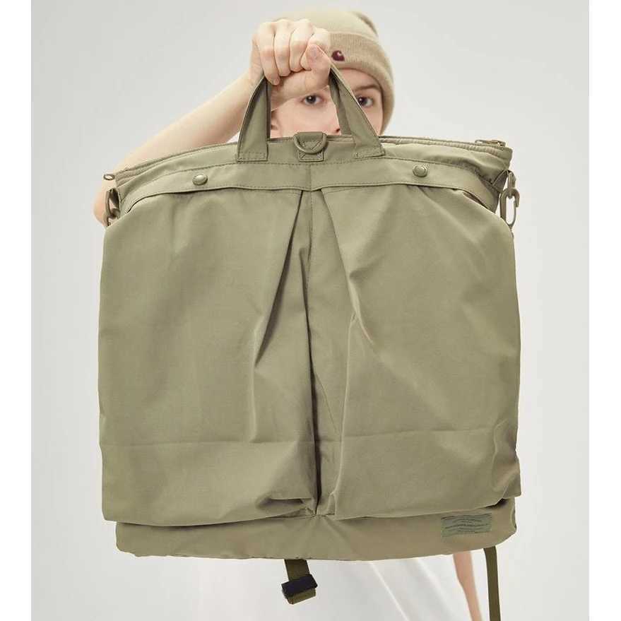 Large Helmet Bag Retro Backpack Crossbody Bag Versatile Commuting Tote Bag 3in1 Neutral Esthetics Pack for Youth Teen M250517