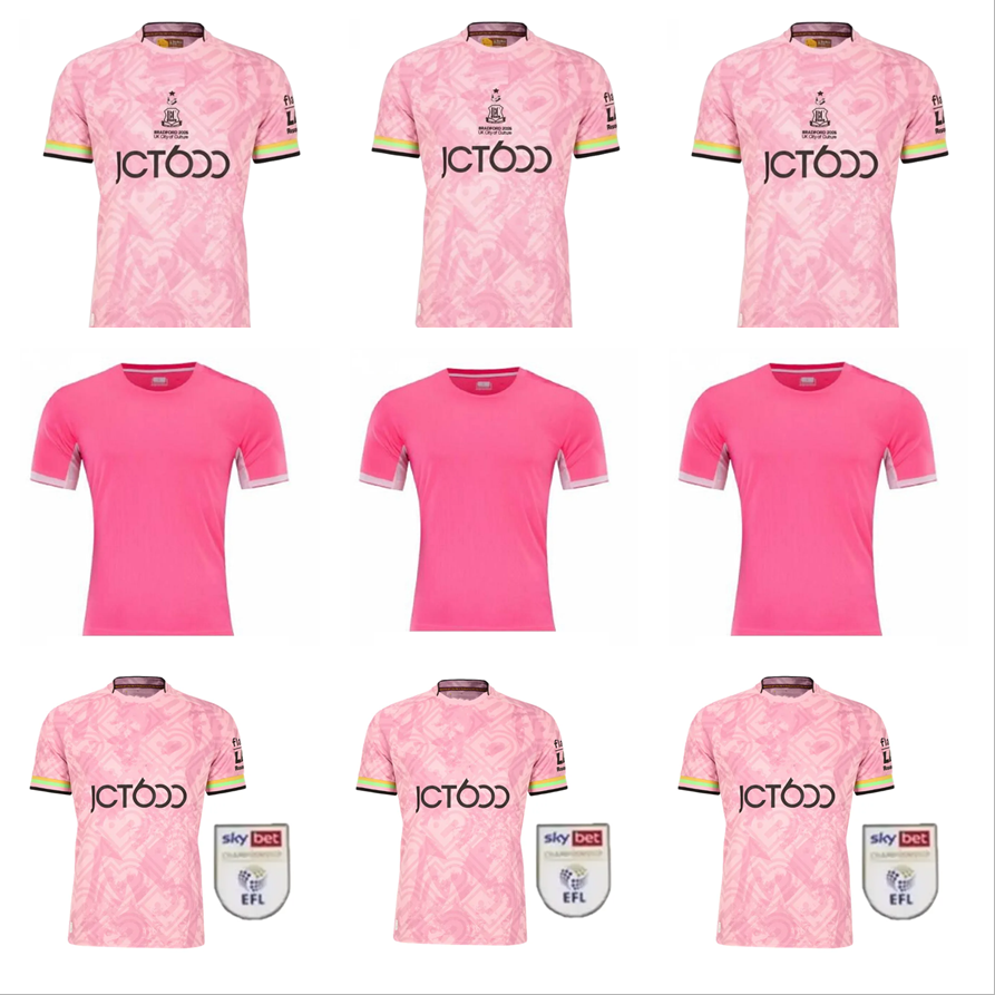 Size S-4XL 25 26 Pink Bradford City Home soccer jerseys 2025 2026 SULEMANA TERRIER Guirassy Maillots De Foot Men Kids Away Home Away football shirts kit