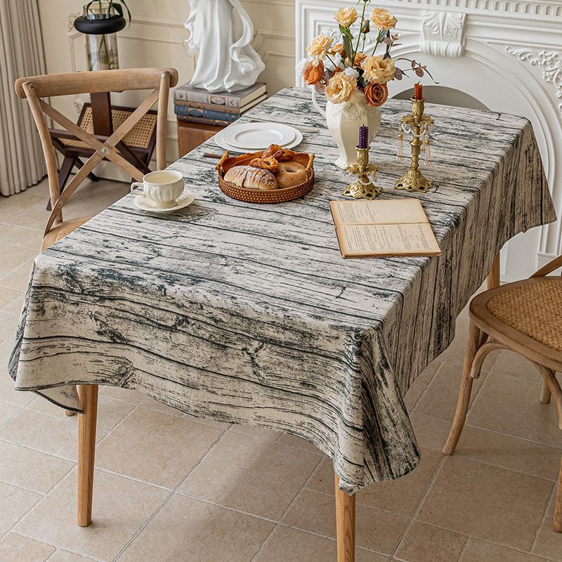 B399 cotton and linen Nordic style blue floral tablecloth dormitory rectangular cover cloth retro pastoral table cloth photo background cloth
