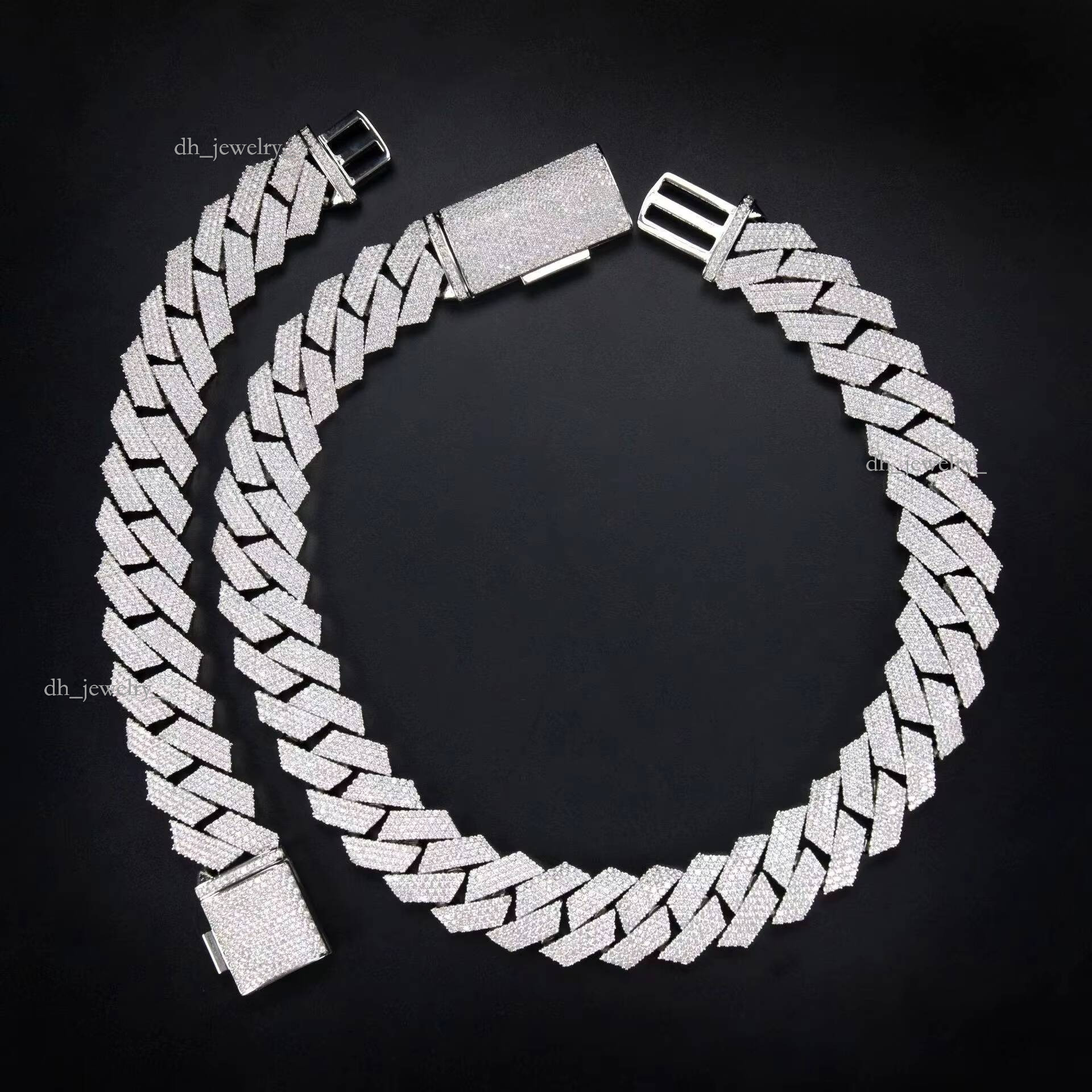 S sterling sier inlaid VVS full hip-hop trendy Cuban moissanite bracelet necklace