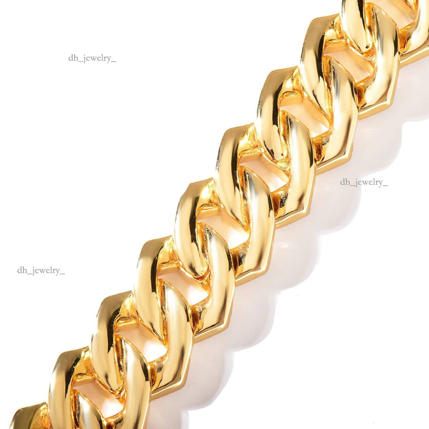 Wholesale 20mm Rhombic Link Bracelet Necklace Gold Brass Iced Bling Cubic Zircon Dia Miami Cuban Links Chain Jewelry