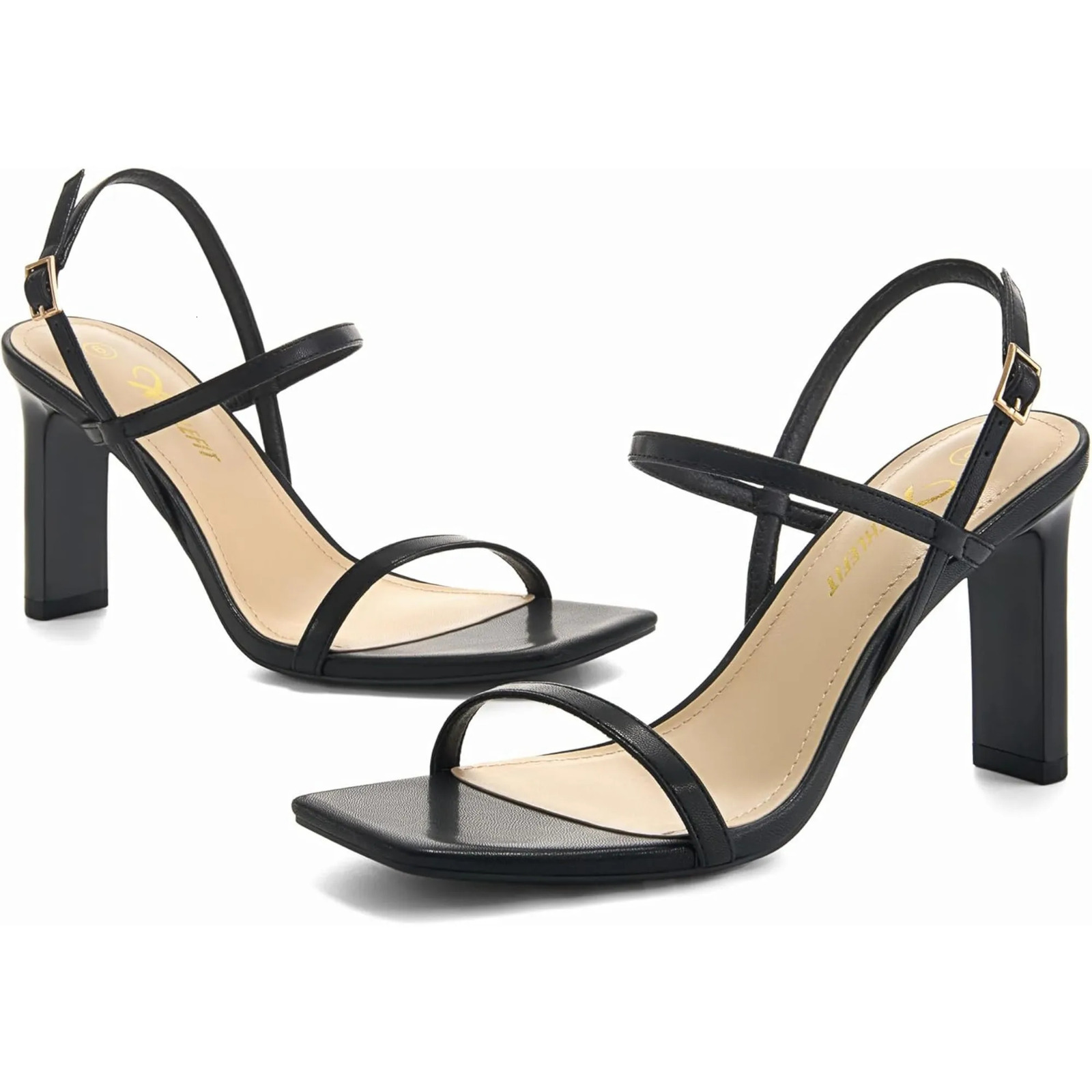 Womens Strappy High Heels Square Open Toe Heeled Sandals Ankle Strap Dressy Wedding Party Shoes 250515