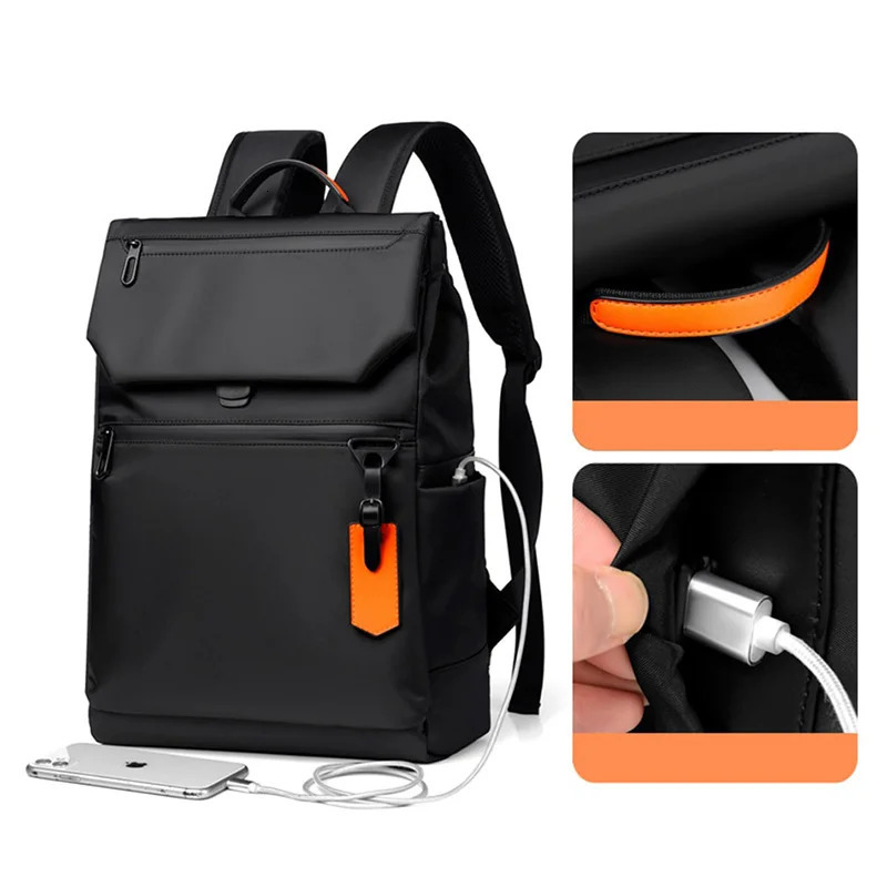 Men Backpack Oxford Cloth Waterproof 14 15.6inch Laptop Backpack With Usb Charging Port Waterproof Zipper Outdoor Travel Bag Bus 250515