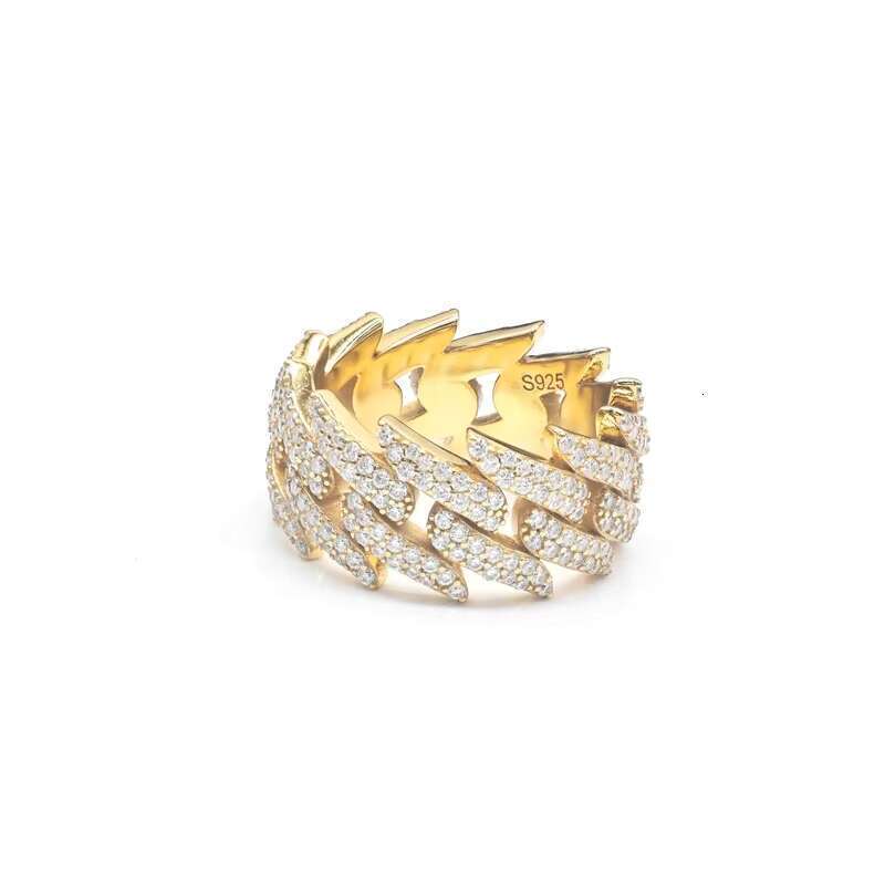 Men's pure silver ice out hip-hop jewelry Moissanite Cuban men's ring