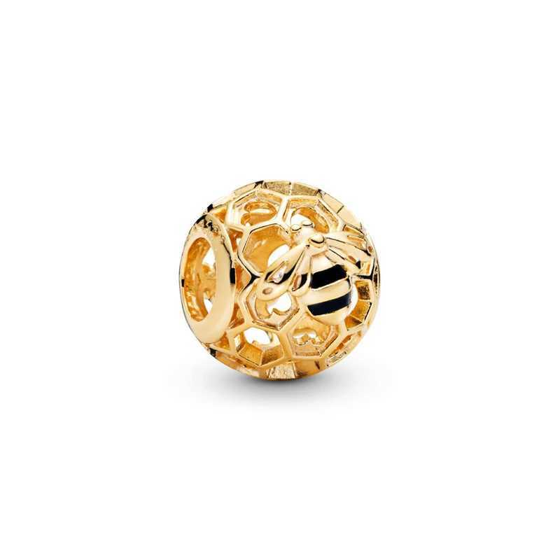 Sparkling Bee Gold Cicada Pendant Bee Embraces Heart Gem Charm Bead Fit Original European 925 Silver Bracelet DIY Jewelry GiftXJ250517