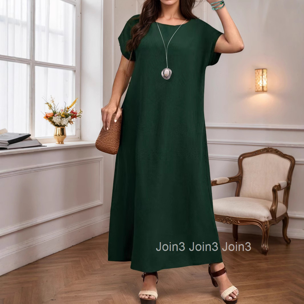 Summer Round Neck Elegant Long Dress for Plus Size Women