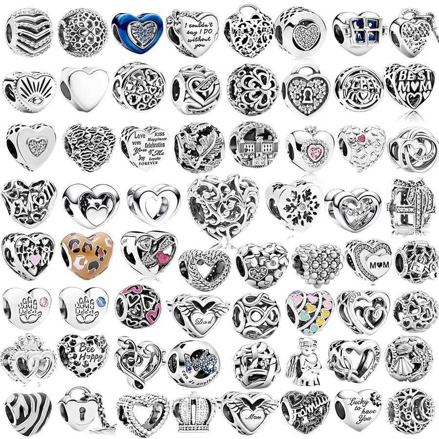 Hot Sale Classics Openwork Sun Stars Moon Charm Blue Spinnable Heart Bead Fit Original Silver 925 Pan Bracelet Jewelry GiftXJ250517