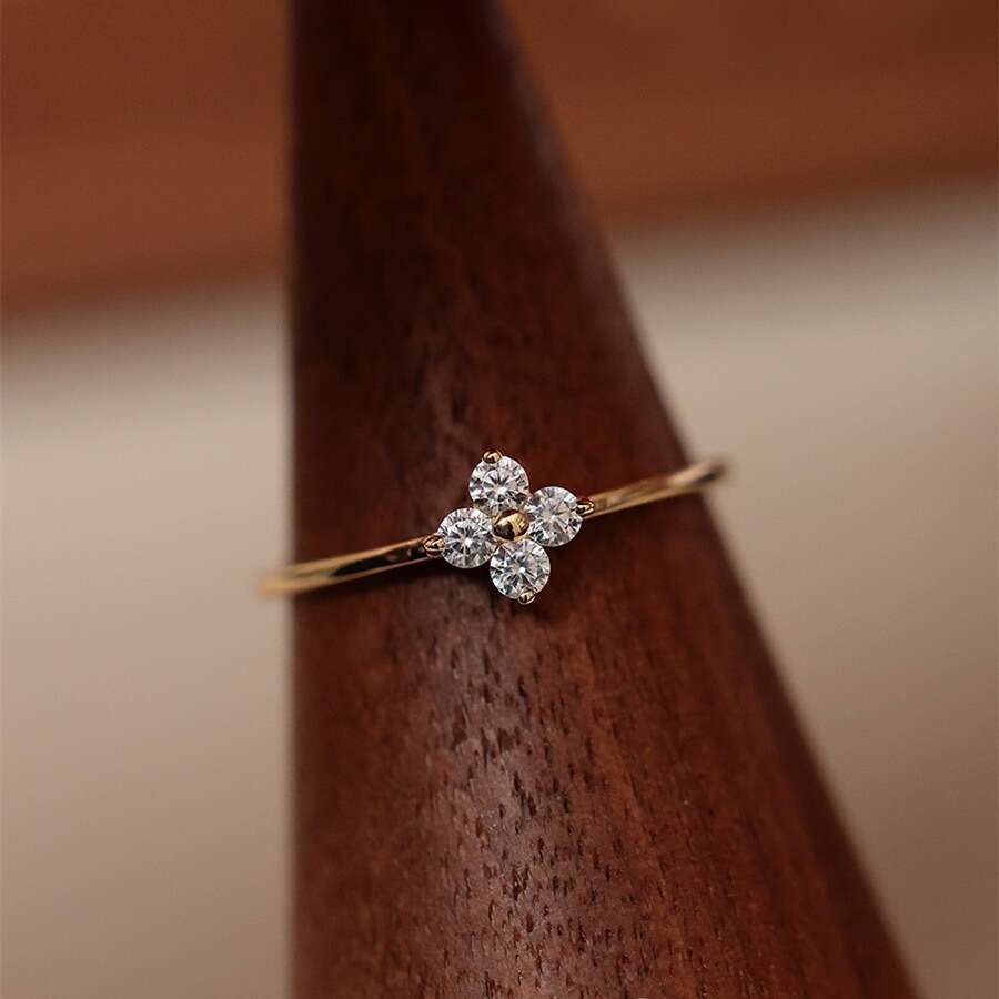 Designer for Woman Ring Pure silver gold-plated four leaf clover zircon fine ring Sier Gold Fashion jewelry Gifts