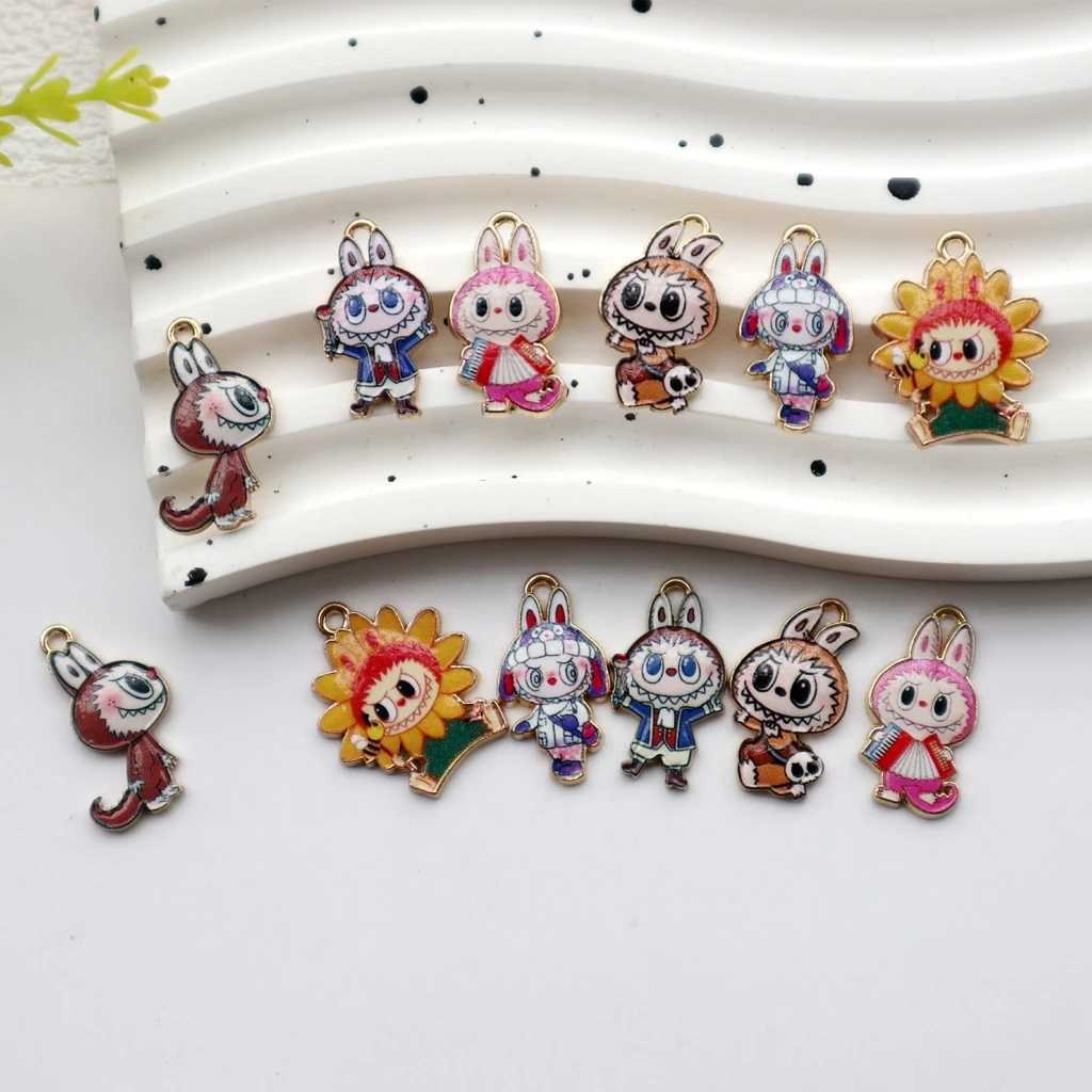 10pcs Cartoon Animal Alloy Pendant Popular Anime Big Mouth Cute Metal Charms DIY Necklace Bracelet Earrings Keychain AccoryXJ250517