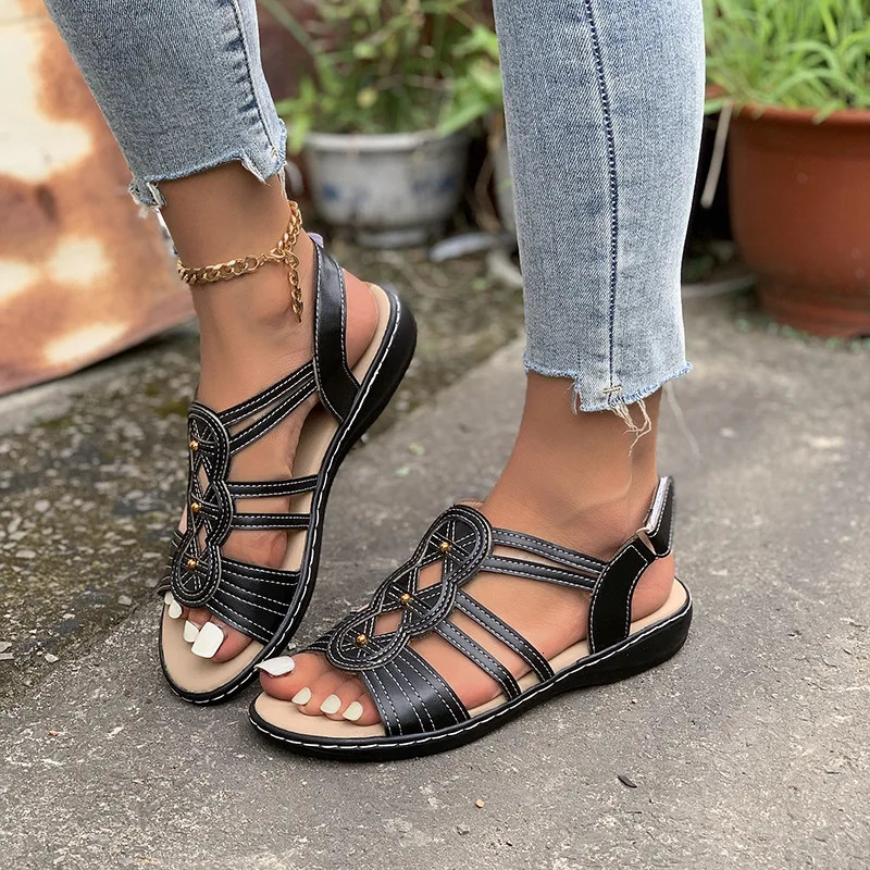 Ankle Strap Lightweight Fashion Sandals Women Summer Open Toes Durable Soft Outdoor Beach Sandals for Women Retro Shoe 250515