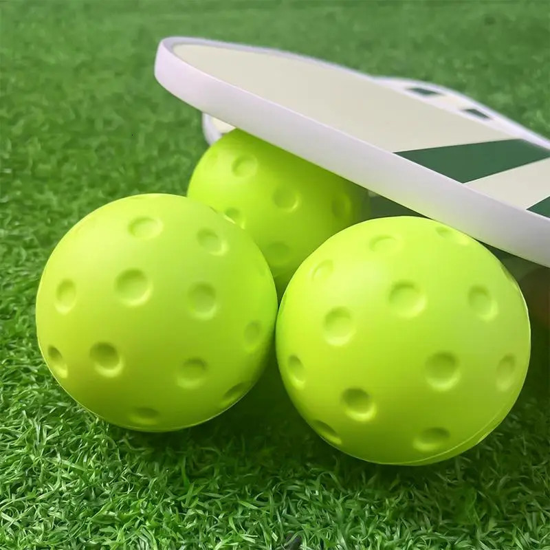 Quiet Foam Pickleballs for Indoor or Outdoor Practice Pickleball Balls with Exact Ball Bounce 3 Pack Green Yellow Color 250516