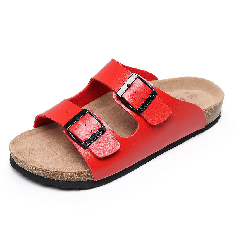 Free shipping designer slippers for men, 2025 summer new sandals, fashionable cork slippers for women, large-sized couple anti-slip beach shoes