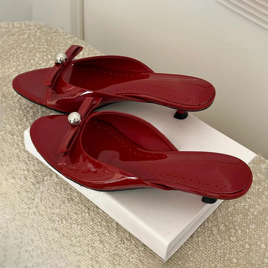 Summer Thin Low Heels Slippers Women Fashion Butterfly-knot Open Toe Sandals Female Slides Shoes 250516