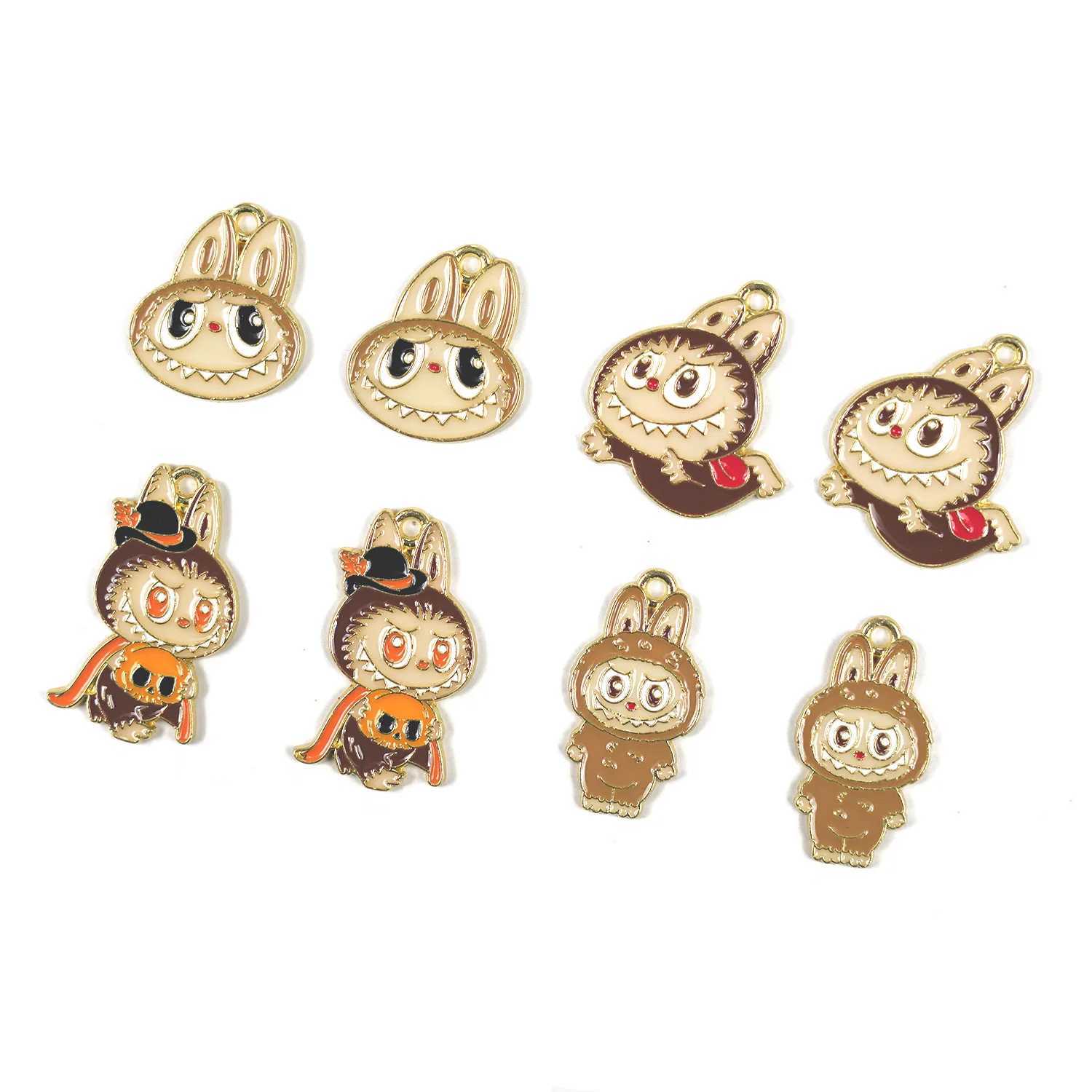 10PCS Zinc Alloy Oil Drip Enamel Cartoon Labubu Charms For Jewelry Making Supplies Diy Necklace Earrings BraceletXJ250517