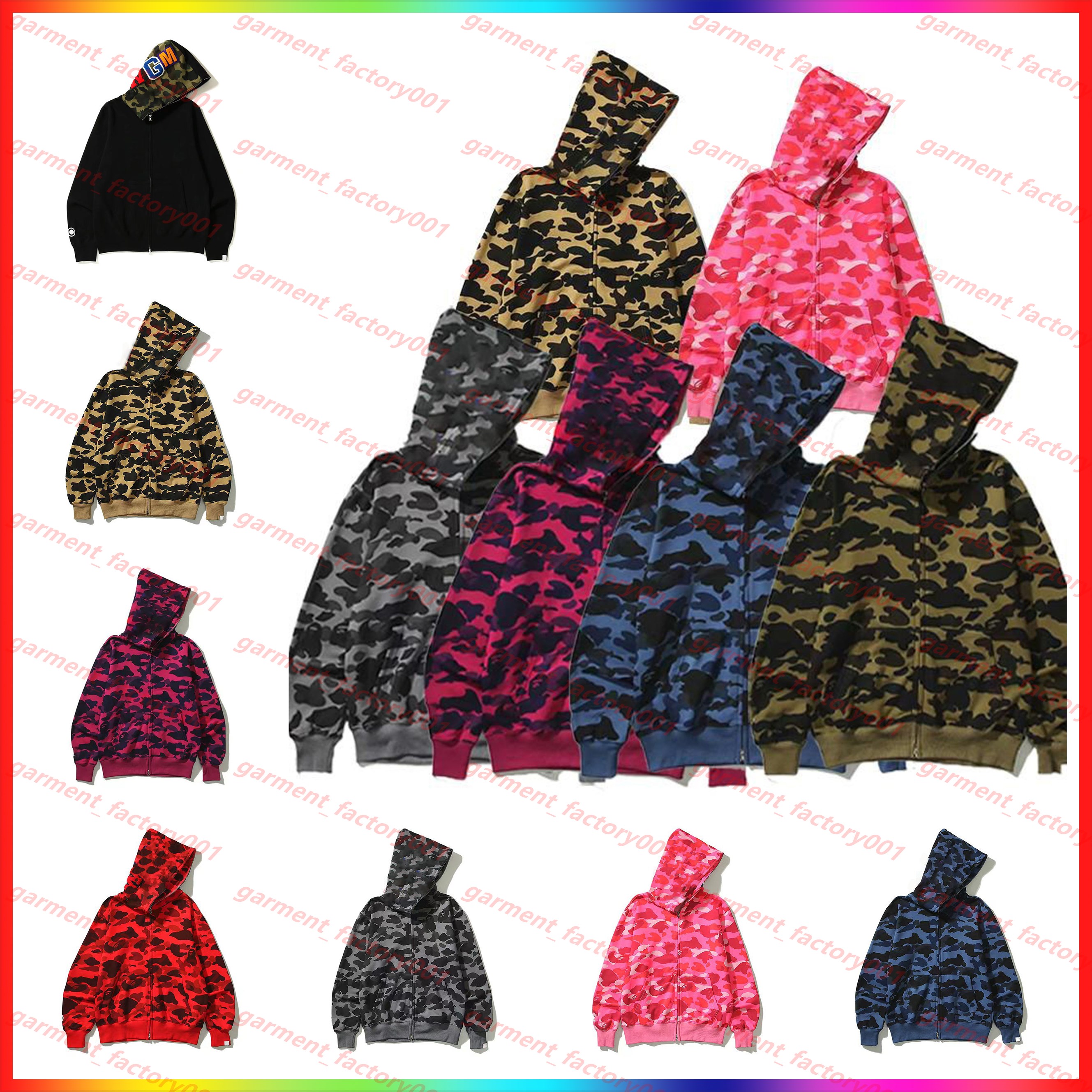 5A 2025 Designer hoodie men's shark print hoody long sleeved bapetshirts zipper pullover printed sweatshirt bapehoody casual streetwear bapeshorts tee shorts