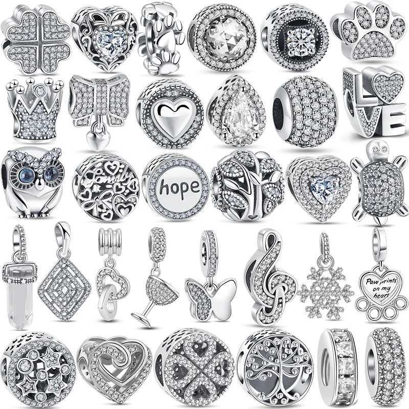 New Charms Beads S925 Silver Wine Glass P Tree Heart Sparkling Fit Original Pantaro Bracelets For Women Jewelry Making GiftsXJ250517