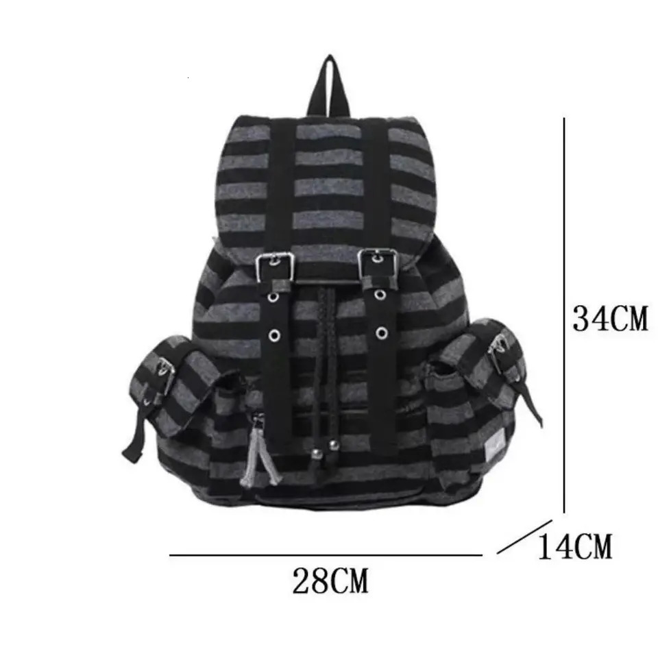 High Quality Korean Style Backpacks Drawstring Large Capacity Casual Bookbags Soft Flat Stripe Tote Bags 250514