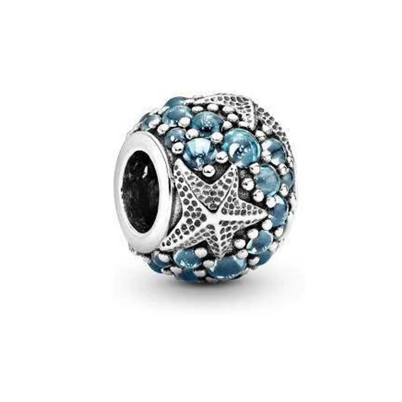 Authentic Fine Sparkling Fish Pendant Spherical Starfish Charm Beads Fit Original European 925 Silver Bracelet DIY Women JewelryXJ250517