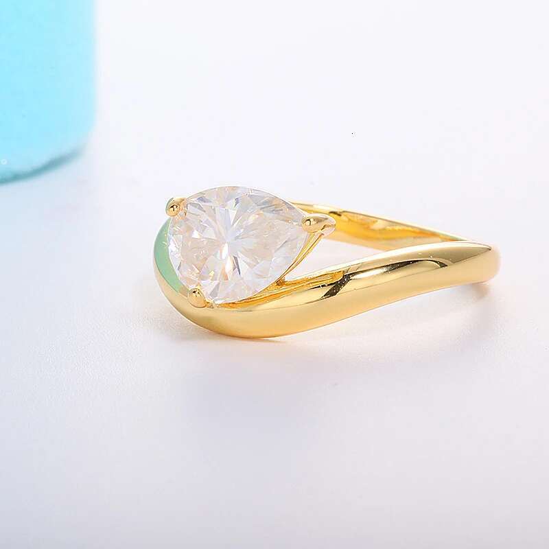 S925 silver womens moissanite ring 7*10mm2 carat teardrop-shaped female ring niche simple pinky ring 2024 holiday gift