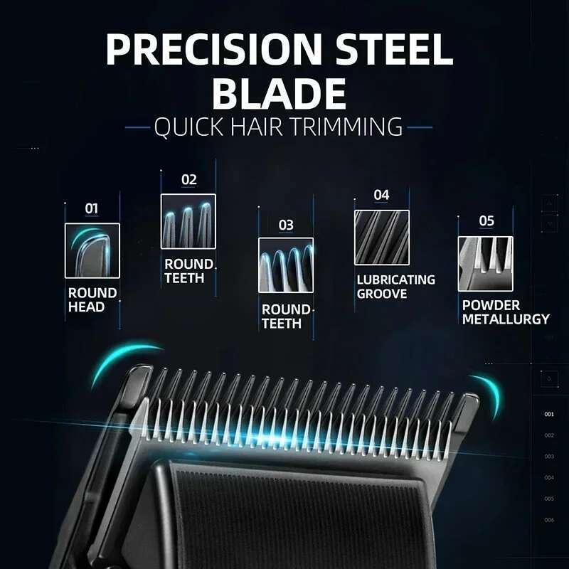 KEMEI 1858 DLC Blade Electric Clipper Professional Barber Beard Trimmer Usb Rechargeable Hair Cutting Hine With Light