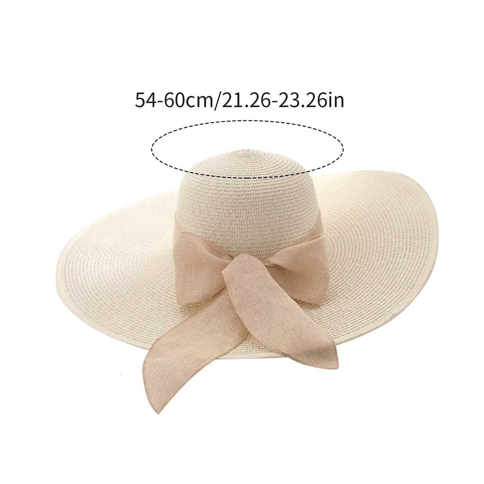 Summer Women Straw Hat Bowknot Wide Brim Floppy Foldable Panama Hats Adult Outdoor Sun Protection Flat Top Ribbon Beach Cap 250517