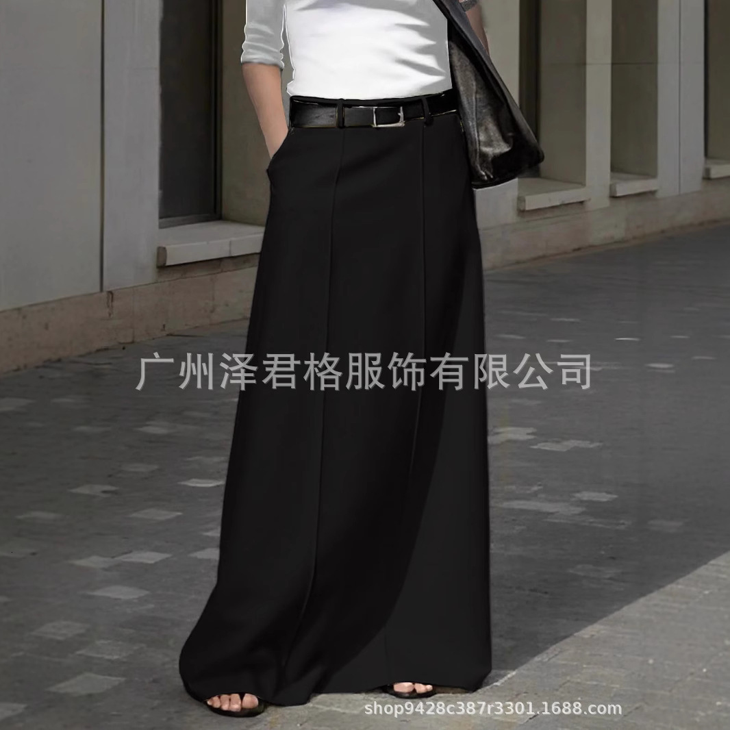 VONDA Elegant Women Long Skirts Fashion Solid Color Maxi Skirt Pleated Casual Loose Pockets High Waist Vintage Bottom Femme 240820