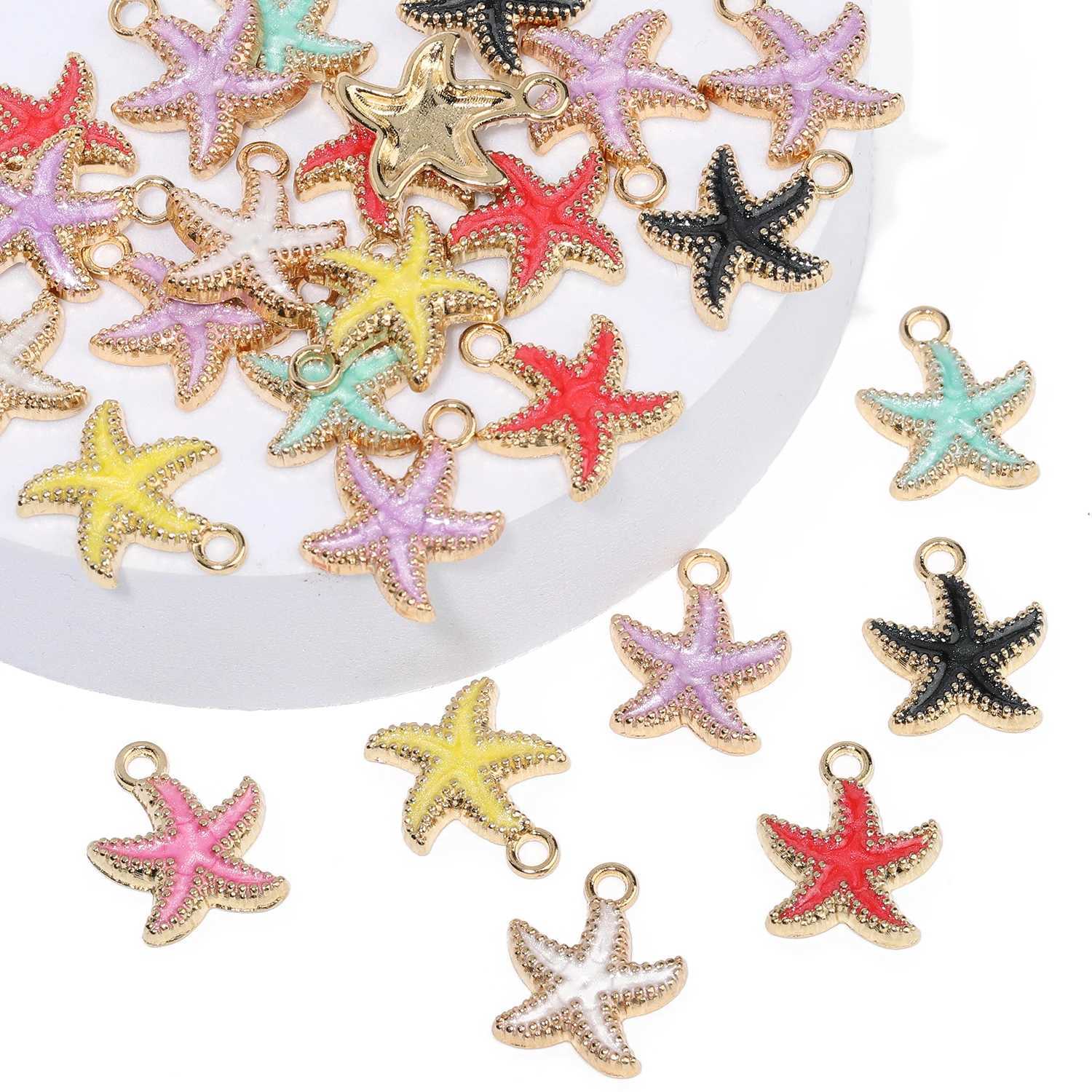 10pcs/lot 18x15mm Colorful Small Starfish She Pendants Stainl Steel Charms For Jewelry Making Diy Bracelet AccoriesXJ250517