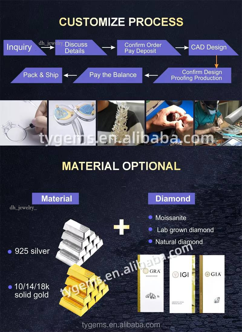 Tianyu Fine Jewelry Manufacturer 1 Ct Gold Plated Filled Sterling Sier Engagement Wedding Moissanite Ring for Women