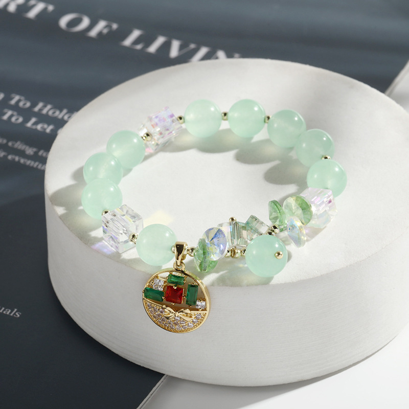 New Micro Inlaid Zirconia Pendant for Women, Korean Style Best Friends, Copper Bead Crystal Bracelet Jewelry
