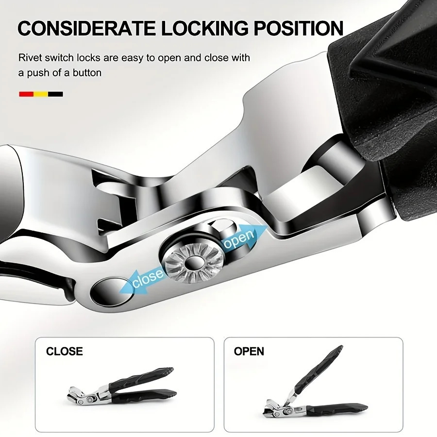 4pcs Professional Toenail Clipper Set - Stainless Steel Wide Jaw Splash-Proof Easy to Clean - Perfect for Thick Nails Men 250517