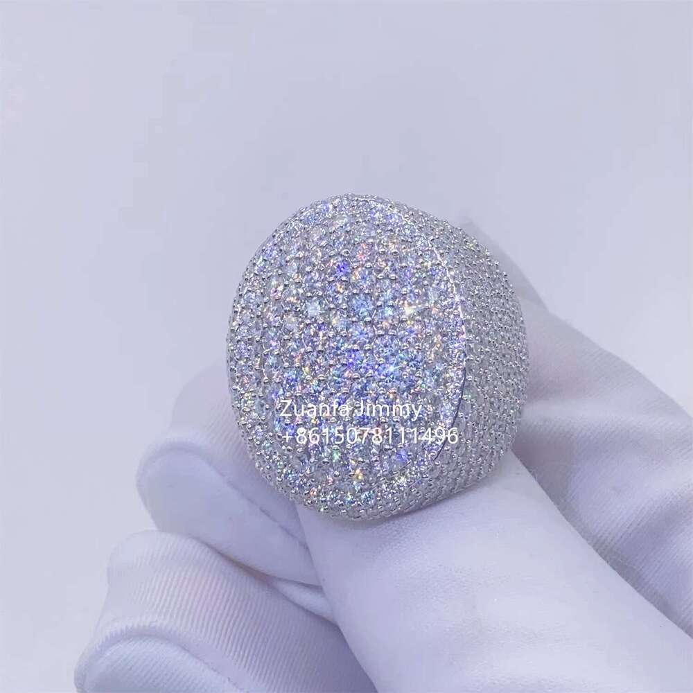 Pass tester chilled VVS1 silica rapper jewelry cool little finger hip-hop men's platinum gold-plated ring