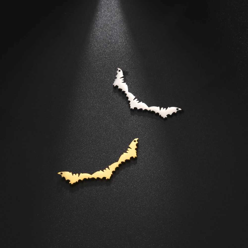 EUEAVAN 5pcs Halloween Pendants Stainl Steel Bat Pendant for Necklace DIY Bulk Charms Jewelry Making Supplies WholesaleXJ250517