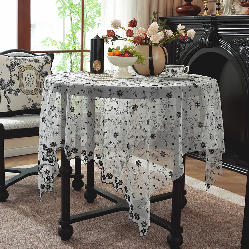 B398 lace light luxury high-end tablecloth French rectangular tablecloth retro TV coffee table cover cloth medieval atmosphere new