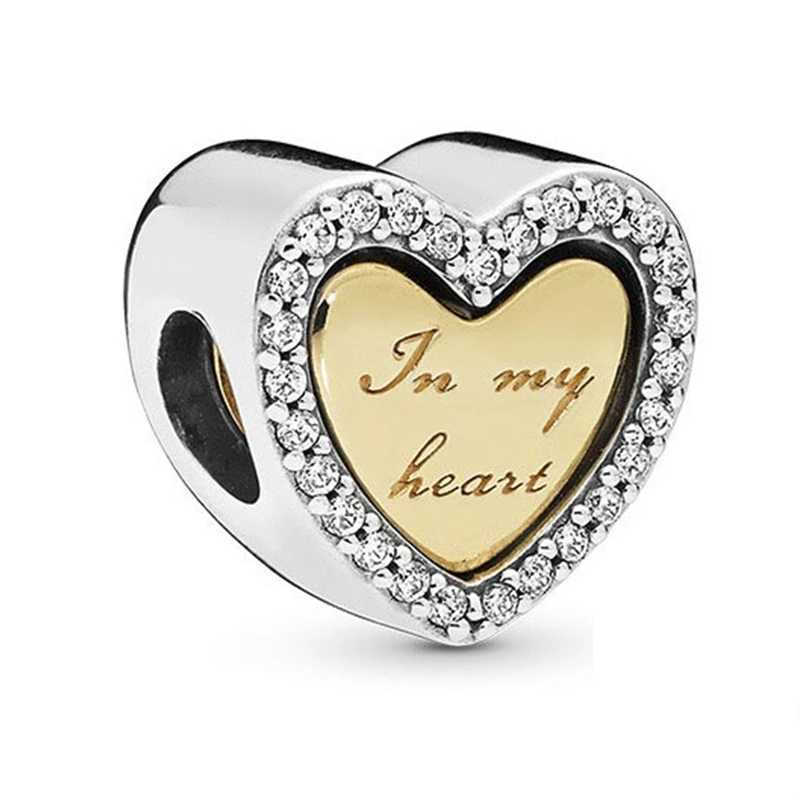 Hot Sale Two-Tone Splittable Heart Spinning Globe Dangle Charm Beads Fit Original Silver 925 Pan Bracelet DIY Jewelry GiftXJ250517
