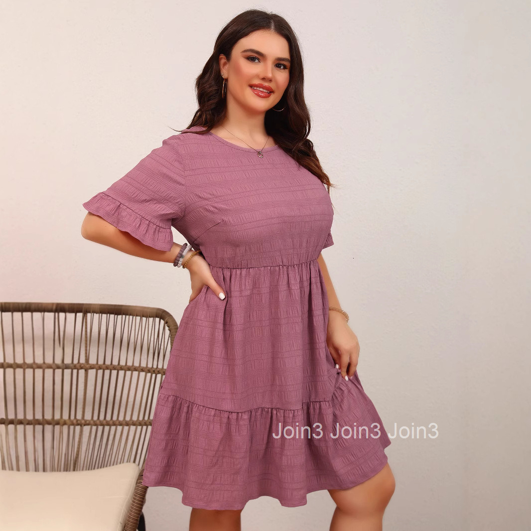 Womens Dress Loose Casual Short Sleeved Waist Flowing Dress