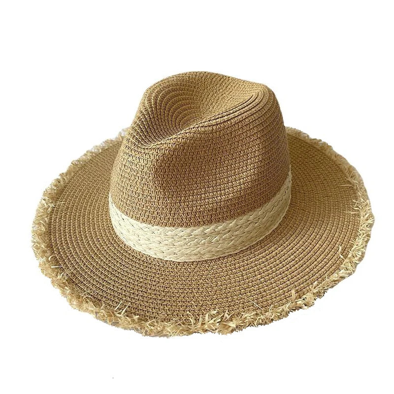 Summer Cowboy Cap Casual Sun Hats For Women Fashion Letter M Jazz Straw Men Beach Panama Hat Wholesale RH 250517