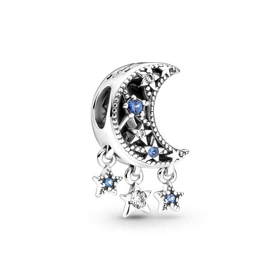 Sparkling Star Moon Dangle Charm Bead Fit Original European925 Sterling Silver Bracelet Necklace DIY Fashion Fine Jewelry GiftXJ250517