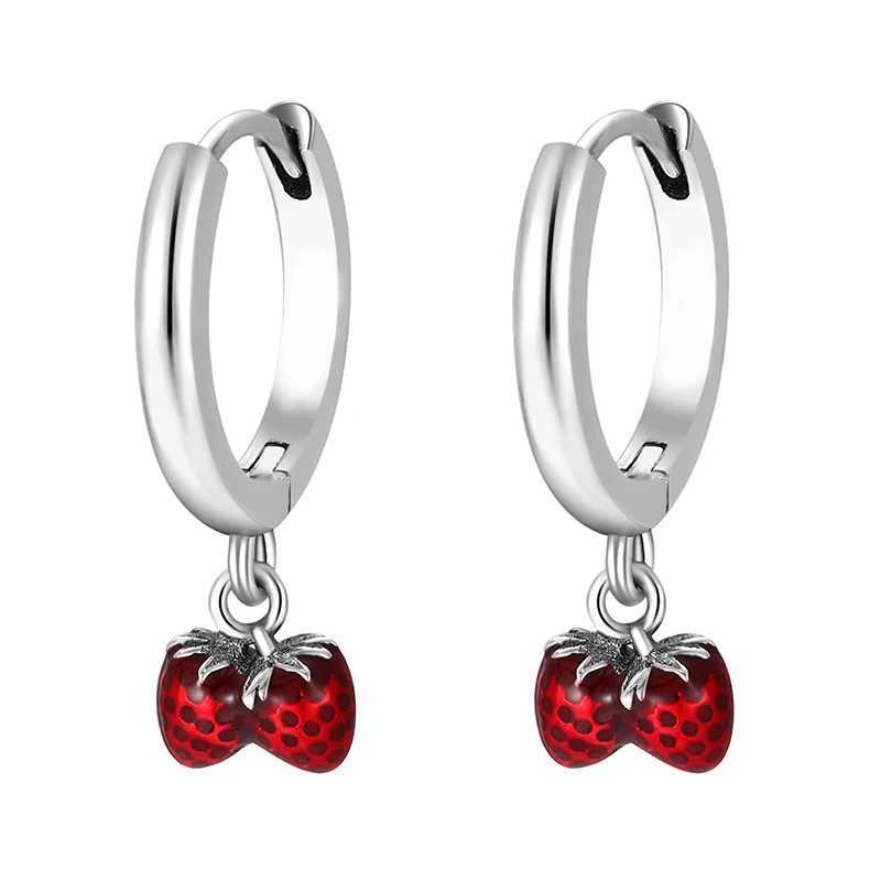 Red Series Sterry Earrings Cherry Sparkling Heart Charm Bead Fit Original 925Silver Bracelet Necklace DIY Women Jewelry GiftXJ250517